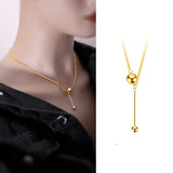 18K Ins Tassel Light Bead Clavicle Chain Pendant Necklace