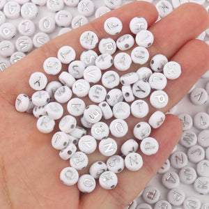 100/200/300/500PCs Acrylic Alphabet Letter Round Beads Jewelry Making