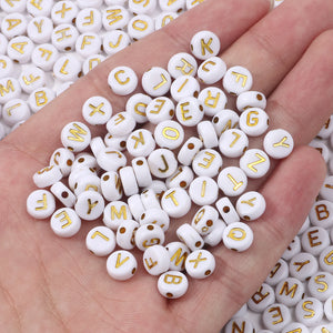 100/200/300/500PCs Acrylic Alphabet Letter Round Beads Jewelry Making