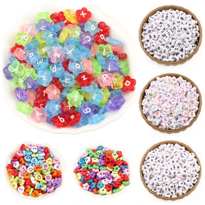 100/200/400Pcs Acrylic Flower Heart Beads for Jewelry Making
