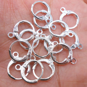 925 Sterling Silver DIY Round Earrings Hook Wire Set Base Ring