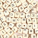 100/200Pcs 10mm Wooden Letter Beads Square Mixed Alphabet DIY Bracelet