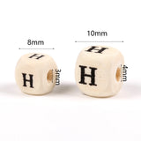 100/200Pcs 10mm Wooden Letter Beads Square Mixed Alphabet DIY Bracelet