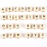 100/200Pcs 10mm Wooden Letter Beads Square Mixed Alphabet DIY Bracelet