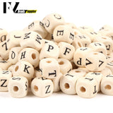 100/200Pcs 10mm Wooden Letter Beads Square Mixed Alphabet DIY Bracelet