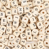 100/200Pcs 10mm Wooden Letter Beads Square Mixed Alphabet DIY Bracelet