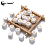 100/200Pcs 12mm Letter Silicone Beads Baby Teether Chew Alphabet Bead