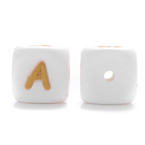 100/200Pcs 12mm Letter Silicone Beads Baby Teether Chew Alphabet Bead