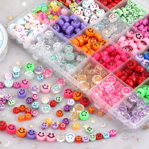 100-200Pcs Smiley Acrylic Beads Jewelry Making DIY Necklace Bracelet