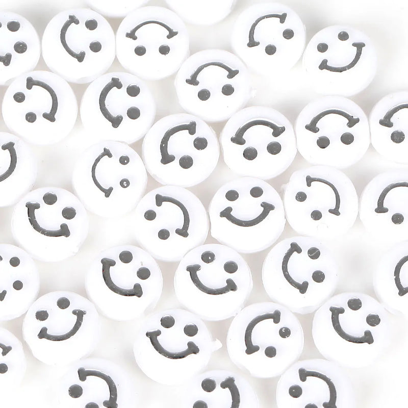 100-200Pcs Smiley Acrylic Beads Jewelry Making DIY Necklace Bracelet