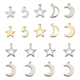 100-200Pcs Stainless Steel Star Moon Charms for DIY Jewelry Making