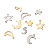 100-200Pcs Stainless Steel Star Moon Charms for DIY Jewelry Making