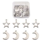 100-200Pcs Stainless Steel Star Moon Charms for DIY Jewelry Making