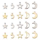 100-200Pcs Stainless Steel Star Moon Charms for DIY Jewelry Making