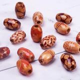 Tribal Pattern Wooden Beads Oval Vintage Printed Wood Dreadlock Beads
