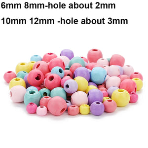 100-200pcs Mixed Wooden Beads for Jewelry Making DIY Bracelet Necklace