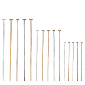100-200pcs Flat Head Pins Assorted Sizes Plated Pins Jewelry Findings DIY Needle
