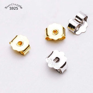 100-200pcs 925 Sterling Silver Earring Stopper Safety Backs 18K Earring Plugs