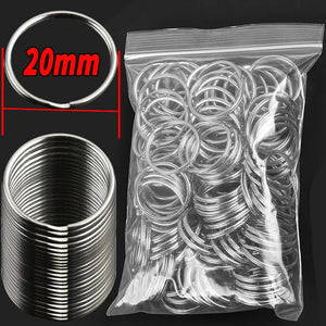 DIY Polished Silver Keyring Stainless Steel Round Key Ring Chain Rhodium Plated