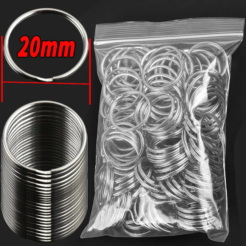 DIY Polished Silver Keyring Stainless Steel Round Key Ring Chain Rhodium Plated