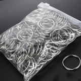 DIY Polished Silver Keyring Stainless Steel Round Key Ring Chain Rhodium Plated