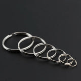 DIY Polished Silver Keyring Stainless Steel Round Key Ring Chain Rhodium Plated