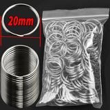 DIY Polished Silver Keyring Stainless Steel Round Key Ring Chain Rhodium Plated