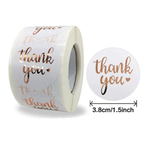 100-500 pcs Foil Thank You Paper Stickers for Wedding Party Gift Packaging