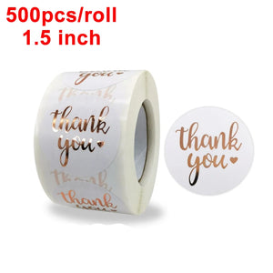 100-500 pcs Foil Thank You Paper Stickers for Wedding Party Gift Packaging