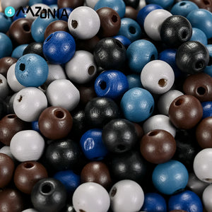 100-300pcs 10mm Natural Wood Beads Round Spacer Wooden Beads for Jewelry Making
