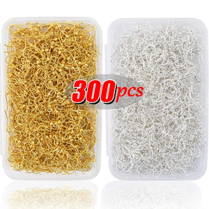 100/300pcs Stainless Steel Earring Hooks DIY Silver Ear Findings Clasps