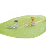 16G Flower Leaf CZ Zircon Labret Piercing Daith Tragus Earrings