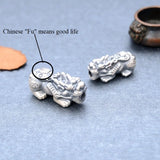 Vintage Pure Silver Pixiu Beads Fengshui Animal Jewelry
