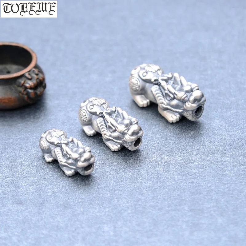 Vintage Pure Silver Pixiu Beads Fengshui Animal Jewelry
