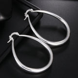925 Sterling Silver Hoop Earrings Smooth Circle Design Women Wedding Jewelry