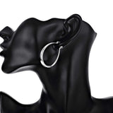 925 Sterling Silver Hoop Earrings Smooth Circle Design Women Wedding Jewelry