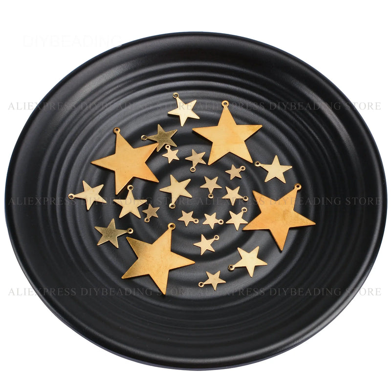 Brass Star Charm Stamping Tag Bulk Geometric Pendant 100-500 Pcs 7mm-29mm