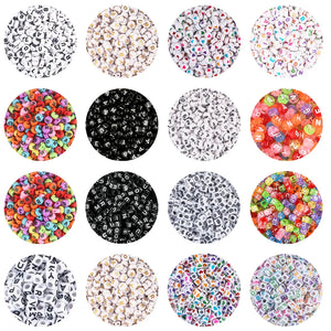 100-500Pcs 6MM Cube Letter Acrylic Beads Round Letter Jewelry Making DIY
