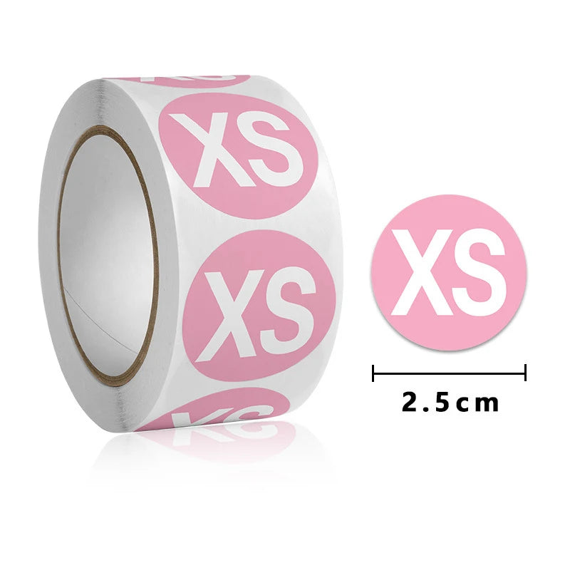 100/500pcs 1inch Clothes Size Labels Round Self-adhesive Stickers