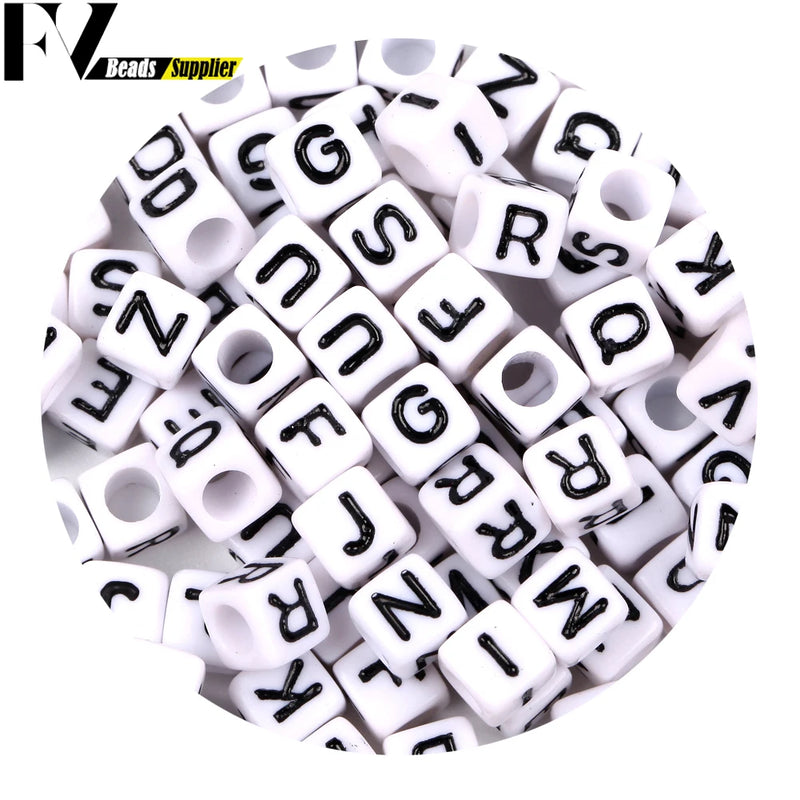 6mm Acrylic Letter Beads Square Mix for Jewelry Making DIY