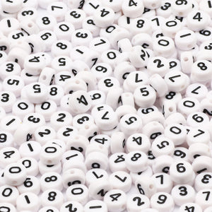 100-500pcs Mixed Digital Acrylic Beads Round Flat Spacer Number Beads