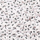 100-500pcs Mixed Digital Acrylic Beads Round Flat Spacer Number Beads