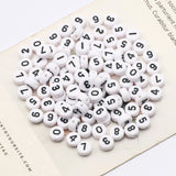 100-500pcs Mixed Digital Acrylic Beads Round Flat Spacer Number Beads