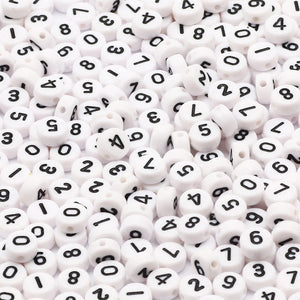 100-500pcs Mixed Digital Acrylic Beads Round Flat Spacer Number Beads