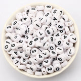 100-500pcs Mixed Digital Acrylic Beads Round Flat Spacer Number Beads