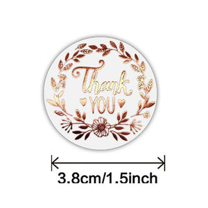 100/500pcs 1.5" Rose Foil Thank You Stickers for Gift Wraps Tags Christmas Cards