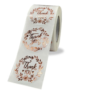 100/500pcs 1.5" Rose Foil Thank You Stickers for Gift Wraps Tags Christmas Cards