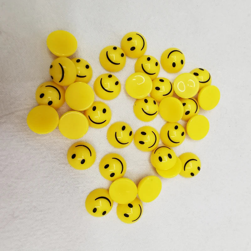 DIY Acrylic Round Yellow Smile Face Beads 100-500pcs 8-20mm