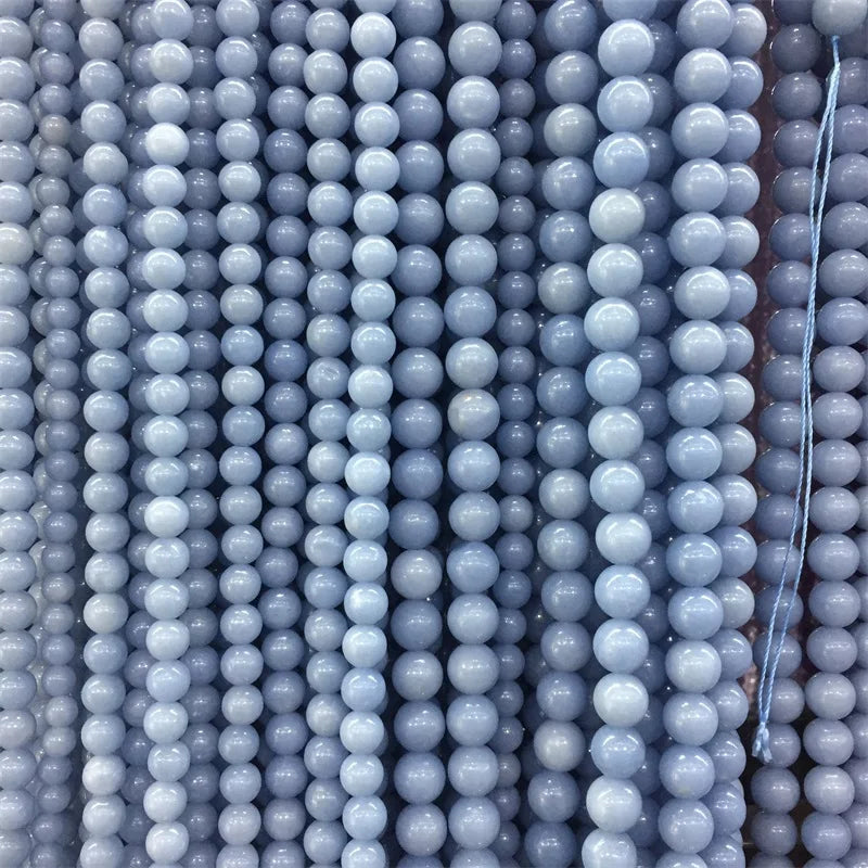 Angelite Natural Stone Loose Beads Set - 6/8/10mm