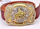 Texas Bull Ride Rodeo Cowboy Western Silver Belt Buckle for 40mm Strap